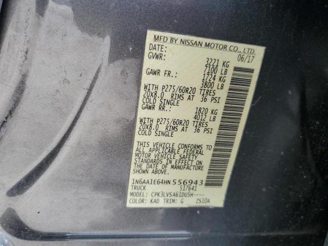 2017 NISSAN TITAN SV 1N6AA1E64HN556943