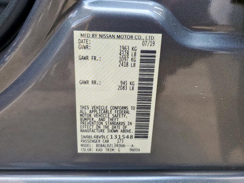 2020 NISSAN ALTIMA S 1N4BL4BV9LC131548