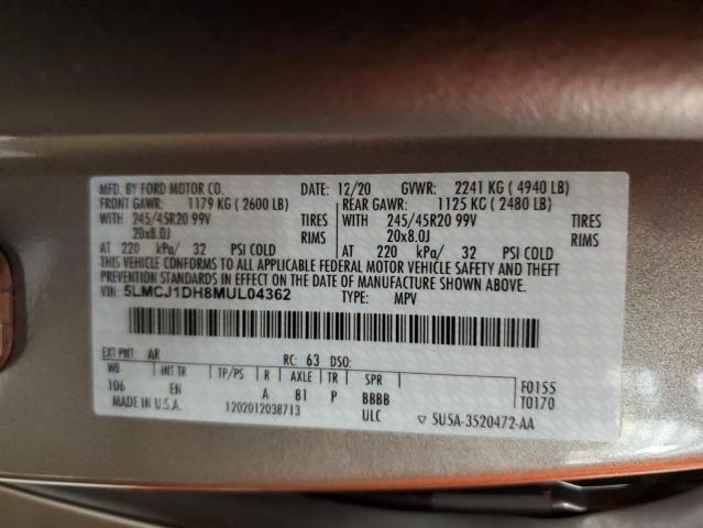 2021 LINCOLN CORSAIR 5LMCJ1DH8MUL04362