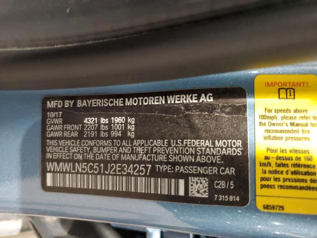 2018 MINI COOPER CLU WMWLN5C51J2E34257