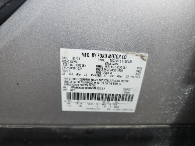2019 FORD EXPLORER L 1FM5K8F83KGB12227