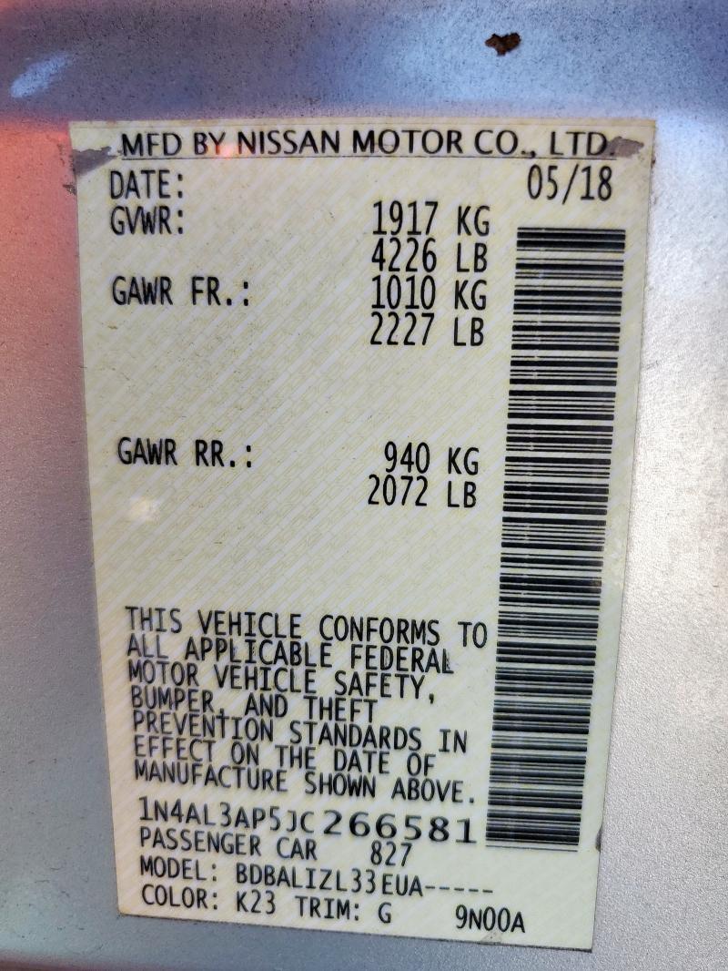 2018 NISSAN ALTIMA 2.5 1N4AL3AP5JC266581