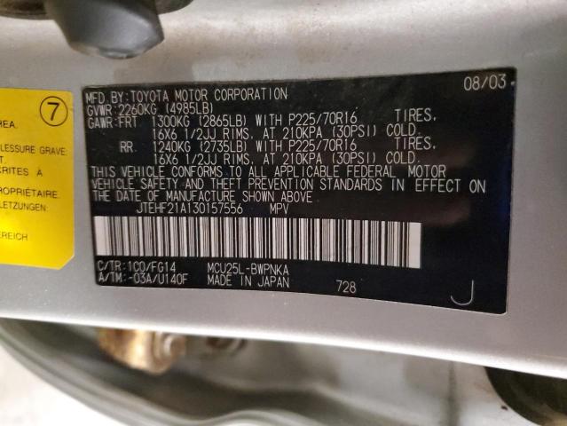 2003 TOYOTA HIGHLANDER LIMITED #3304537439