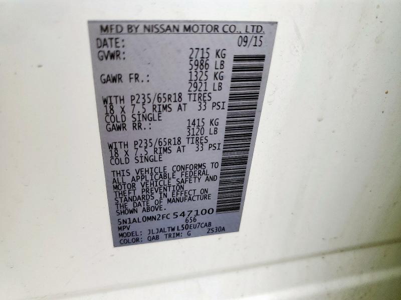 2015 INFINITI QX60 5N1AL0MN2FC547100