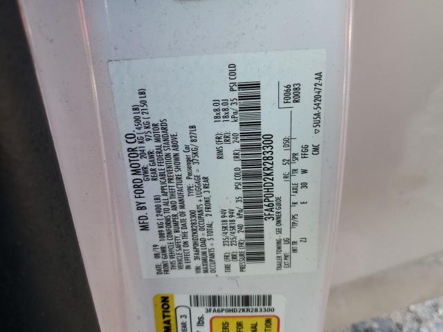 2019 FORD FUSION SE 3FA6P0HD2KR283300