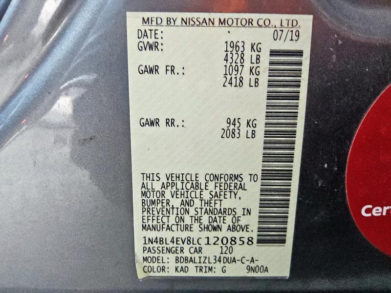 2020 NISSAN ALTIMA SL 1N4BL4EV8LC120858