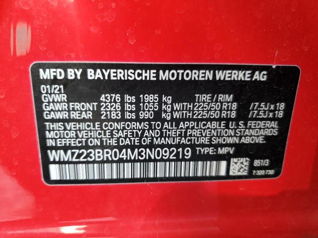 2021 MINI COOPER COU WMZ23BR04M3N09219