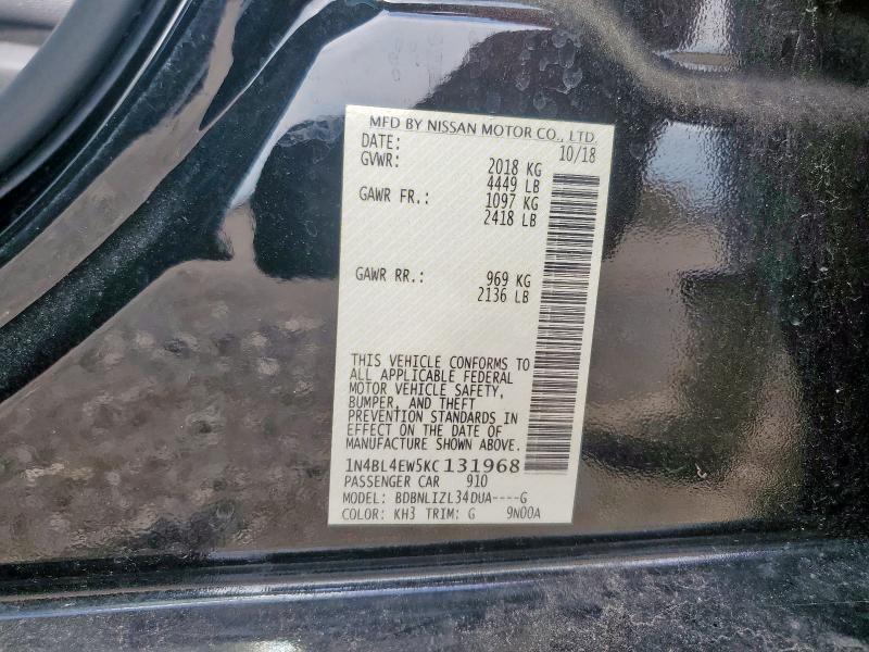 2019 NISSAN ALTIMA SL 1N4BL4EW5KC131968