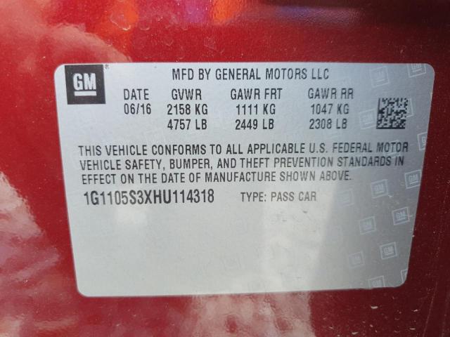 2017 CHEVROLET IMPALA LT 1G1105S3XHU114318