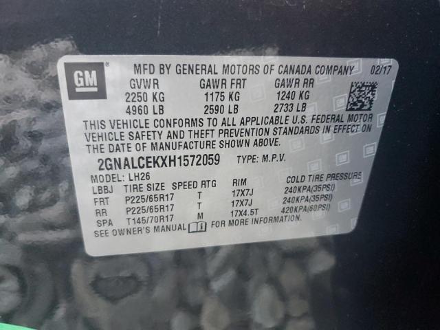 2017 CHEVROLET EQUINOX LT - 2GNALCEKXH1572059