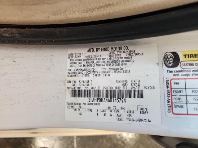 2010 FORD FUSION SE - 3FAHP0HA4AR145724