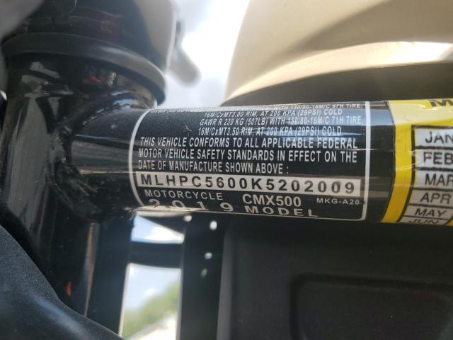 2019 HONDA CMX500 - MLHPC5600K5202009