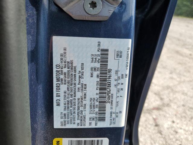 2019 FORD FUSION S 3FA6P0G78KR196190