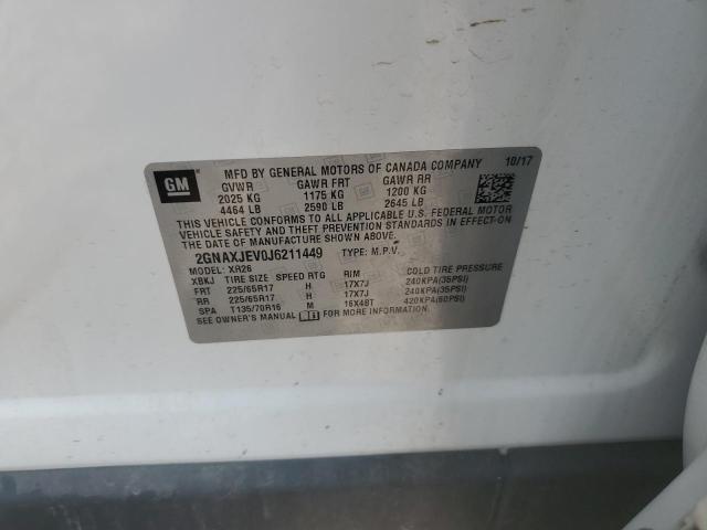 2018 CHEVROLET EQUINOX LT 2GNAXJEV0J6211449