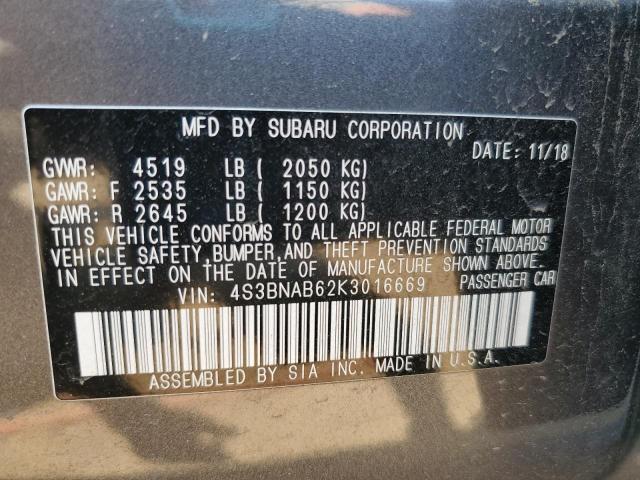 2019 SUBARU LEGACY 2.5 4S3BNAB62K3016669