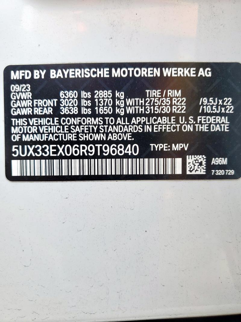 2024 BMW X6 XDRIVE40I 5UX33EX06R9T96840