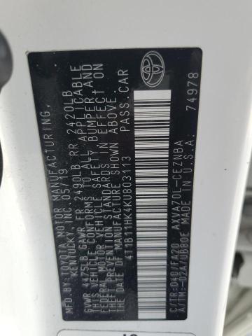 2019 TOYOTA CAMRY L 4T1B11HK4KU803113