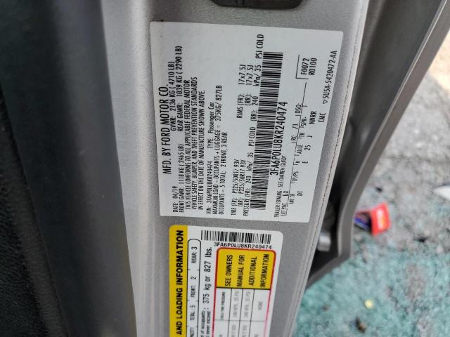 2019 FORD FUSION SE - 3FA6P0LU8KR240474