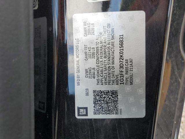 2019 CHEVROLET CAMARO SS 1G1FF3D72K0156831