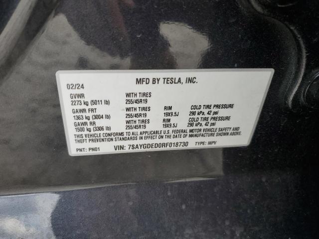 2024 TESLA MODEL Y 7SAYGDED0RF018730