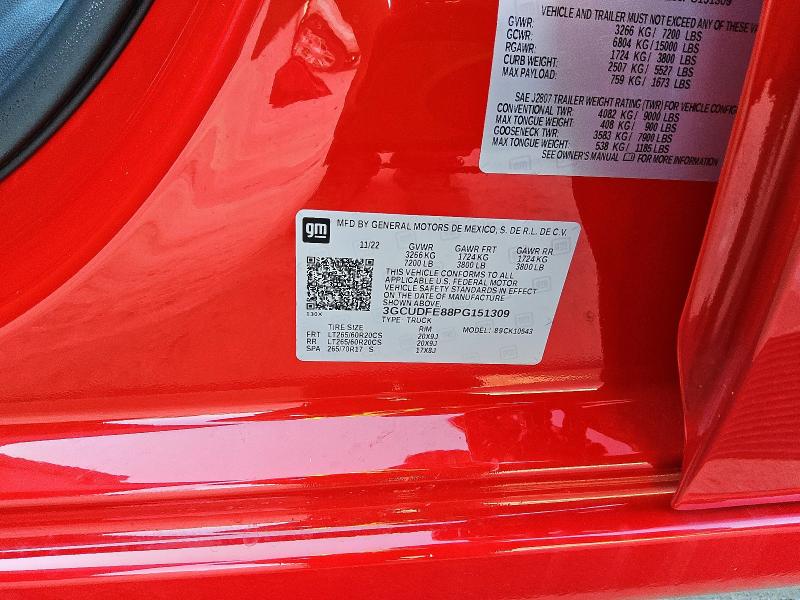2023 CHEVROLET SILVERADO 3GCUDFE88PG151309