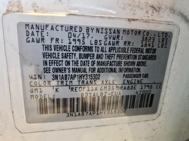 2017 NISSAN SENTRA 3N1AB7AP1HY315302