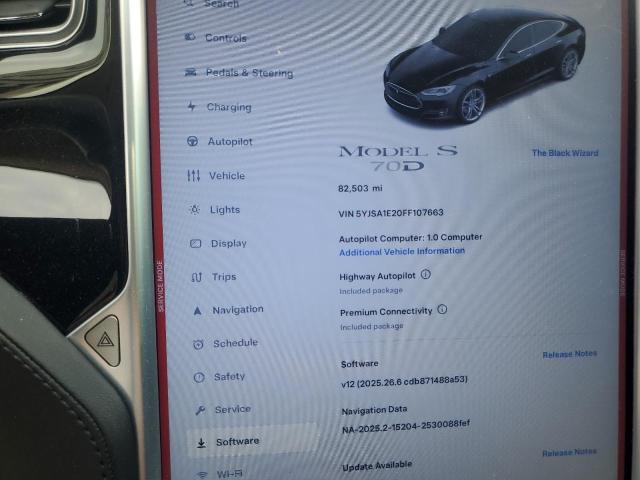 2015 TESLA MODEL S 5YJSA1E20FF107663