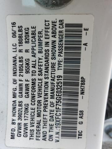 2016 HONDA CIVIC EXL 19XFC1F75GE032519