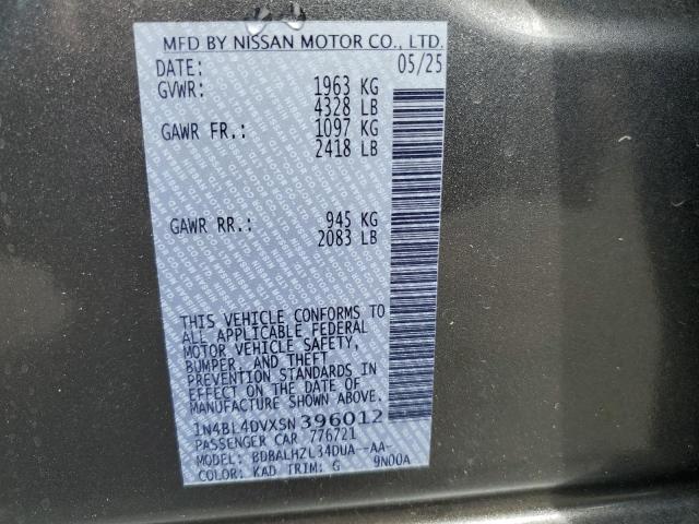 2025 NISSAN ALTIMA SV 1N4BL4DVXSN396012