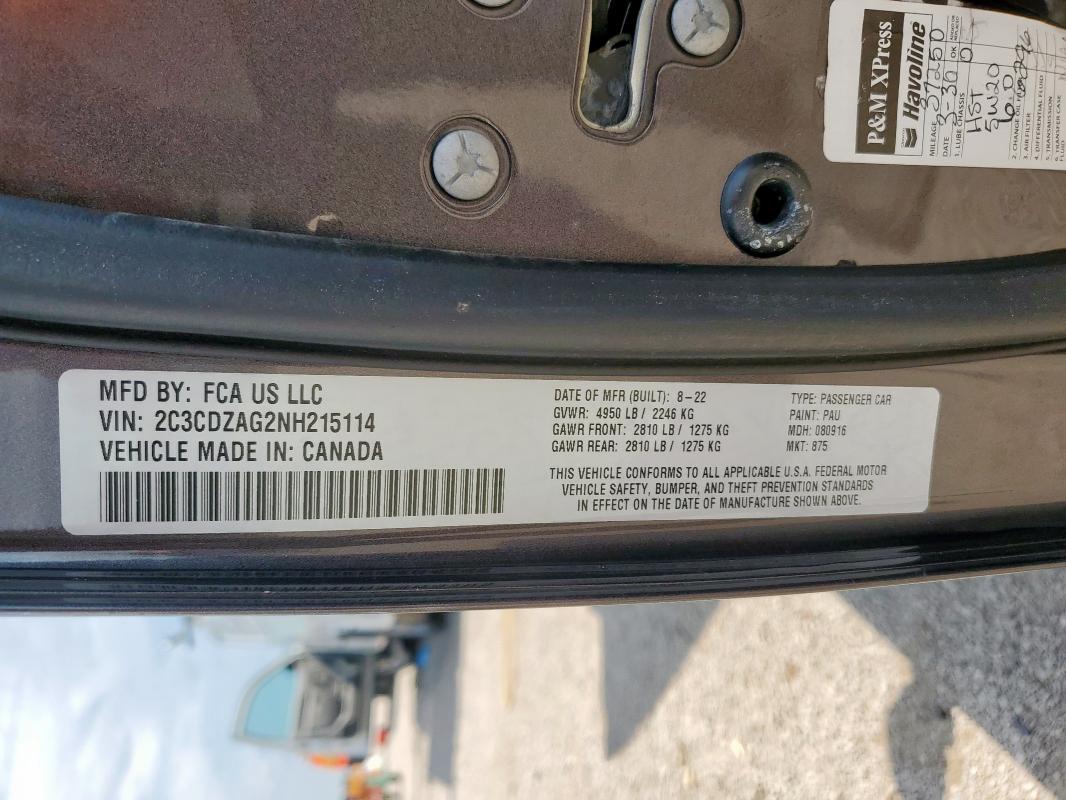 2022 DODGE CHALLENGER 2C3CDZAG2NH215114