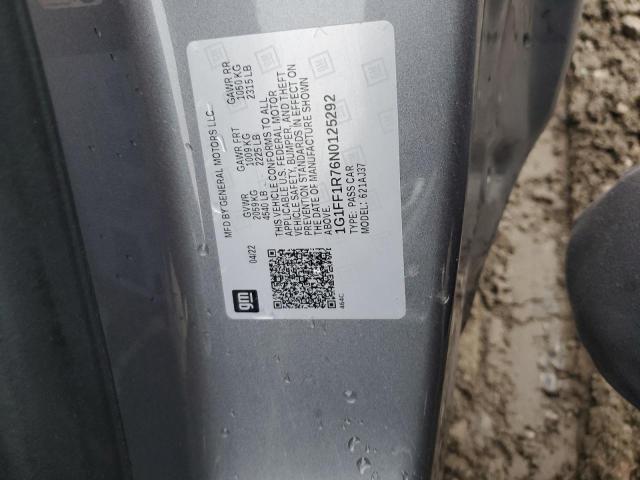 2022 CHEVROLET CAMARO LT1 1G1FF1R76N0125292