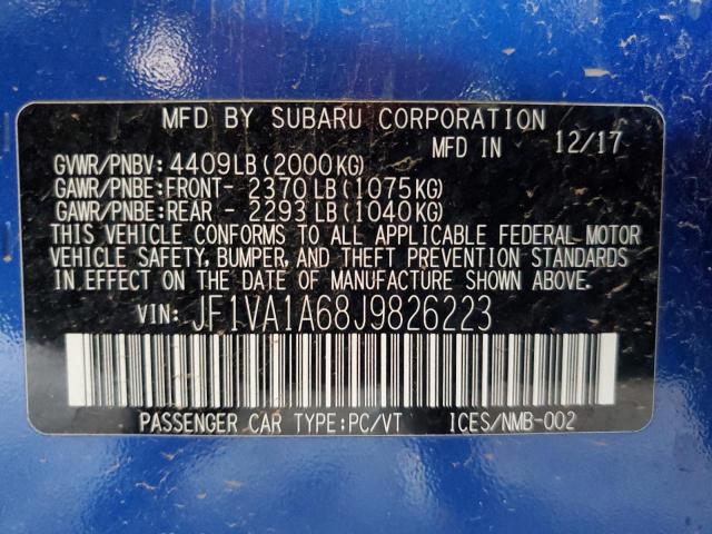 2018 SUBARU WRX JF1VA1A68J9826223