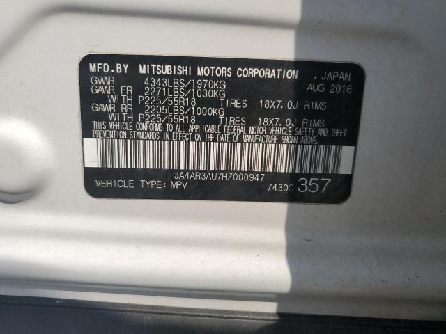 2017 MITSUBISHI OUTLANDER JA4AR3AU7HZ000947