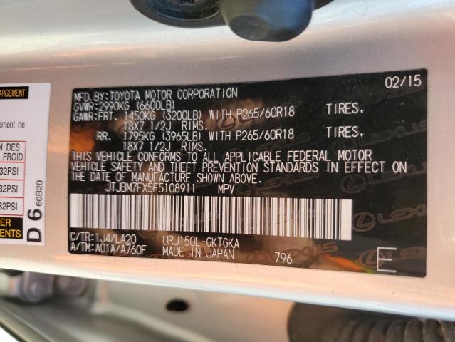 2015 LEXUS GX 460 - JTJBM7FX5F5108911
