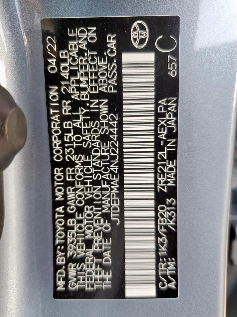 2022 TOYOTA COROLLA LE - JTDEPMAE4NJ224442