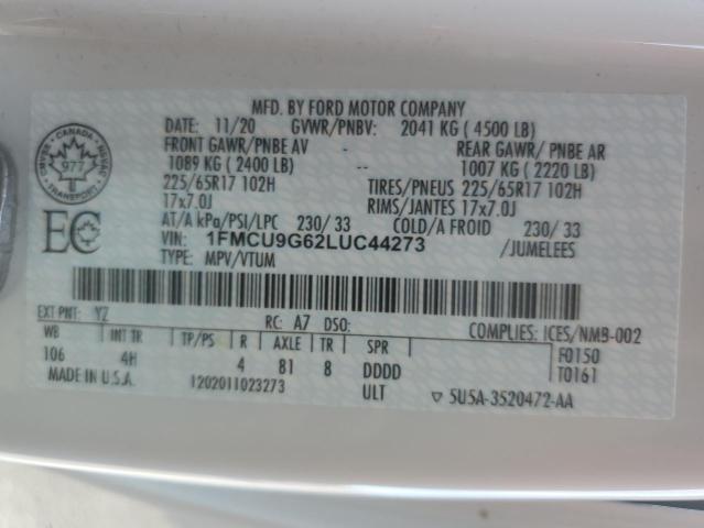 2020 FORD ESCAPE SE 1FMCU9G62LUC44273