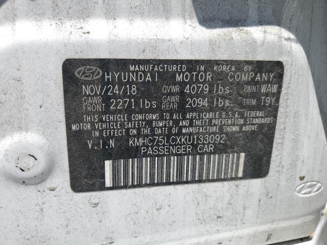 2019 HYUNDAI IONIQ SEL KMHC75LCXKU133092