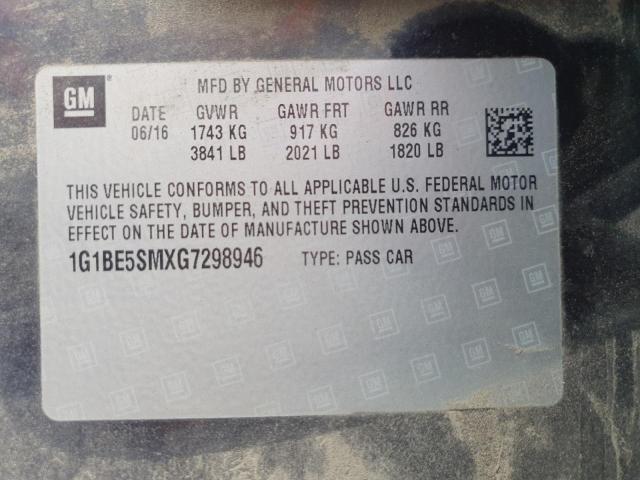 2016 CHEVROLET CRUZE LT - 1G1BE5SMXG7298946