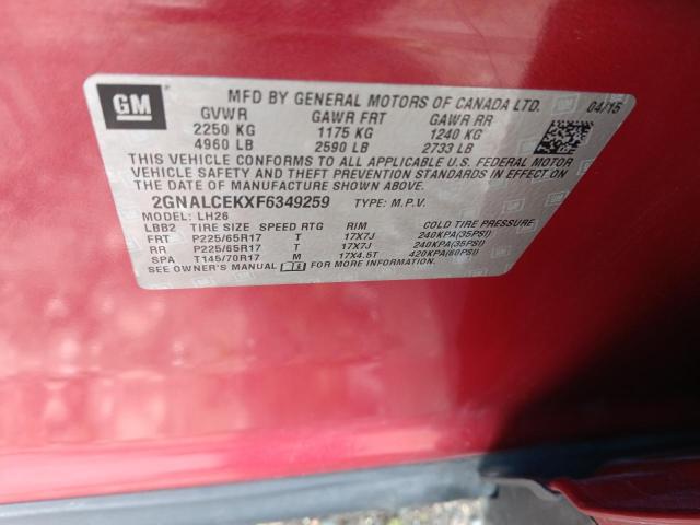 2015 CHEVROLET EQUINOX LT - 2GNALCEKXF6349259