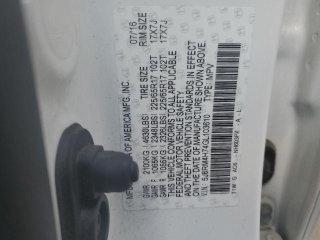 2016 HONDA CR-V EXL - 5J6RM4H74GL103610