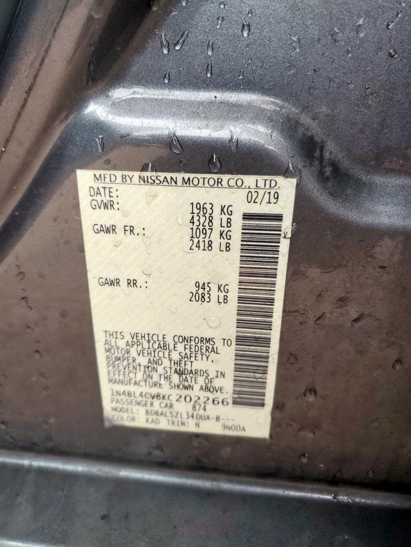 2019 NISSAN ALTIMA SR 1N4BL4CV8KC202266