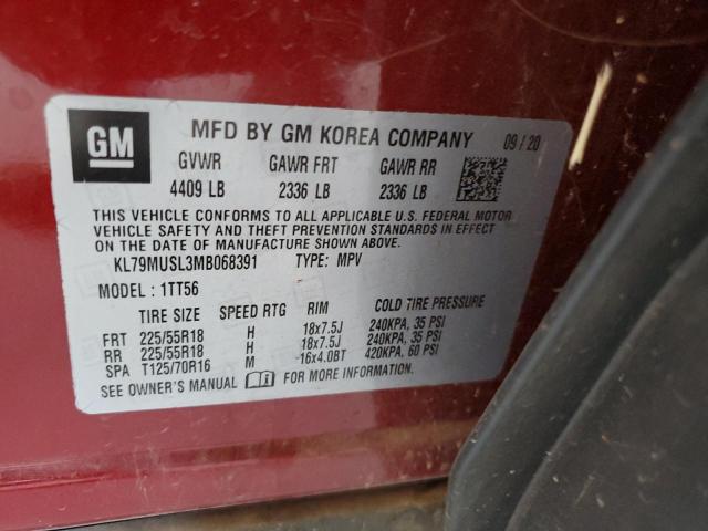 2021 CHEVROLET TRAILBLAZE KL79MUSL3MB068391