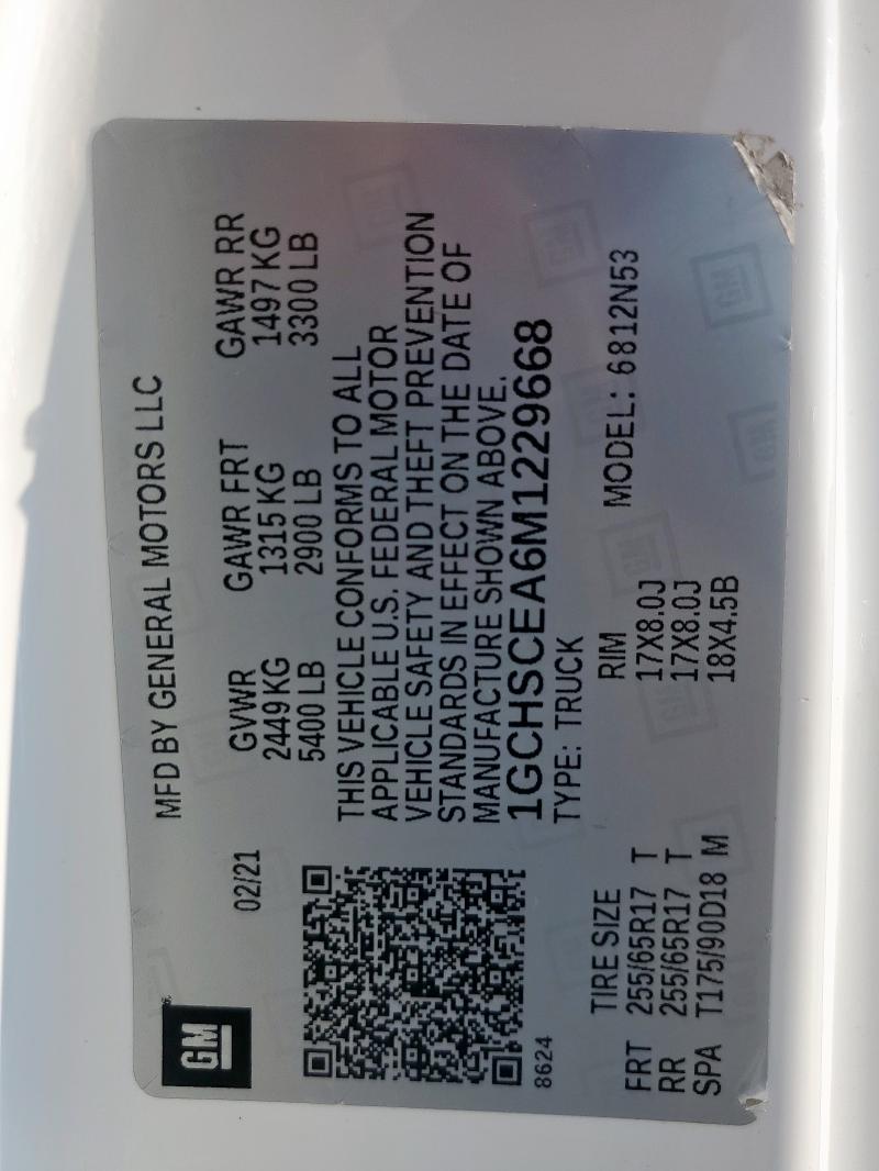 2021 CHEVROLET COLORADO L 1GCHSCEA6M1229668