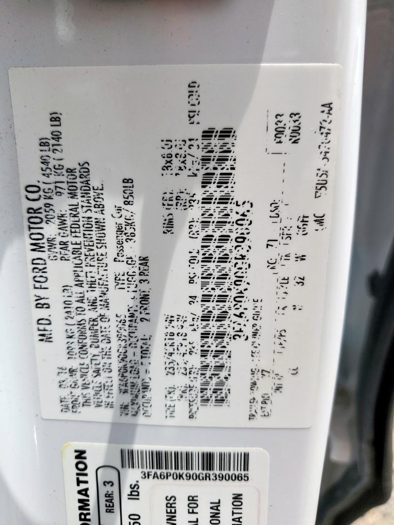 2016 FORD FUSION TIT 3FA6P0K90GR390065