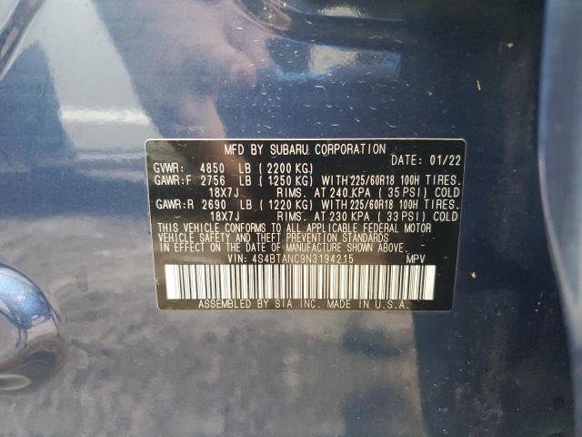 2022 SUBARU OUTBACK LI 4S4BTANC9N3194215