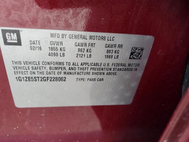2016 CHEVROLET MALIBU LT 1G1ZE5ST2GF228062
