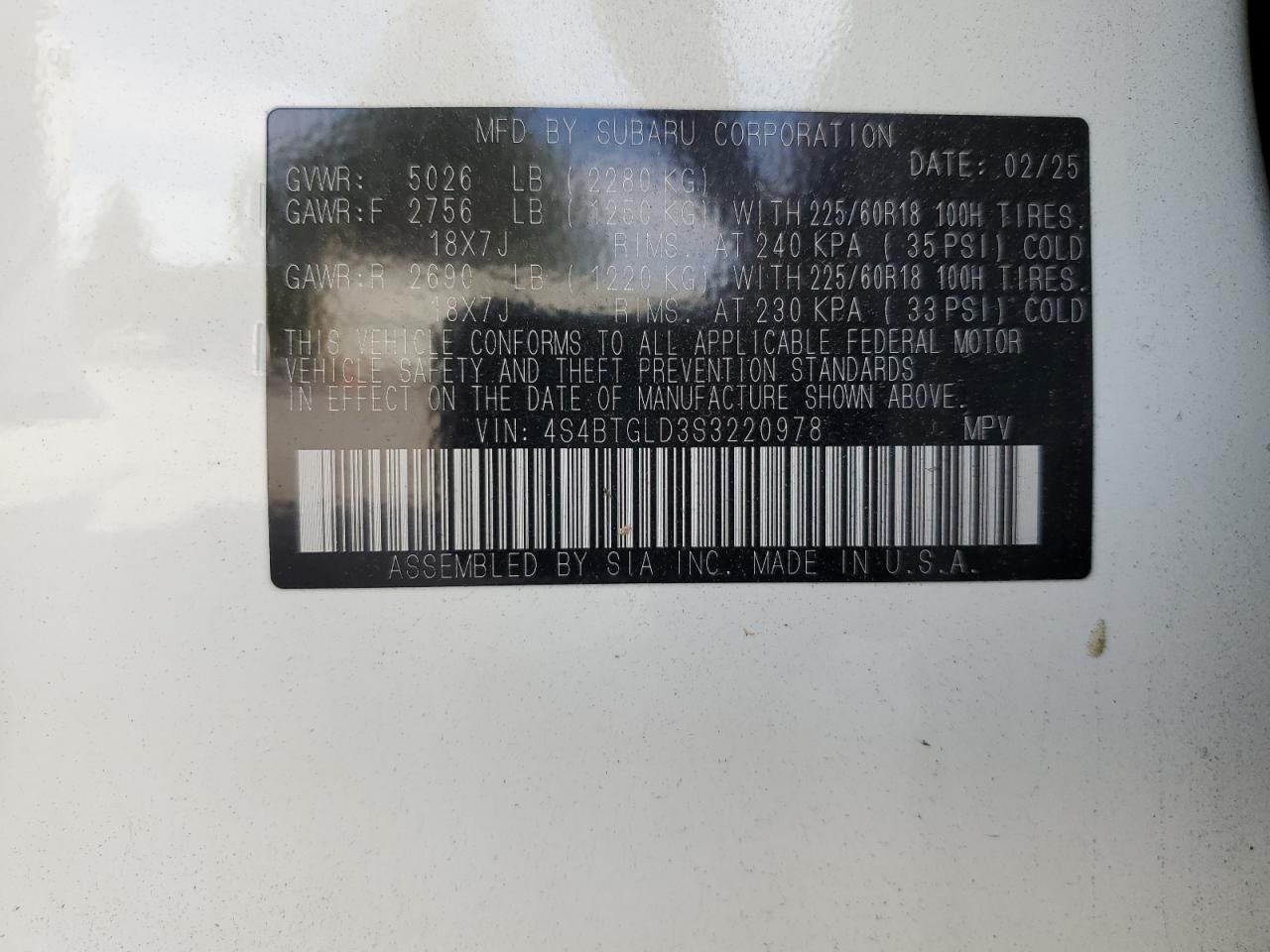 SUBARU OUTBACK ONYX EDITION XT