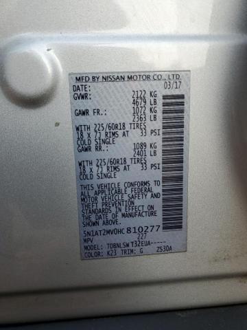 2017 NISSAN ROGUE SV 5N1AT2MV0HC810277