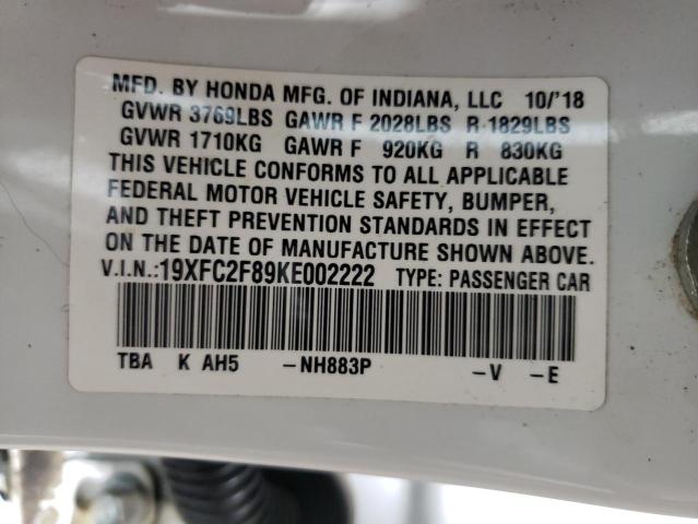 2019 HONDA CIVIC SPOR 19XFC2F89KE002222