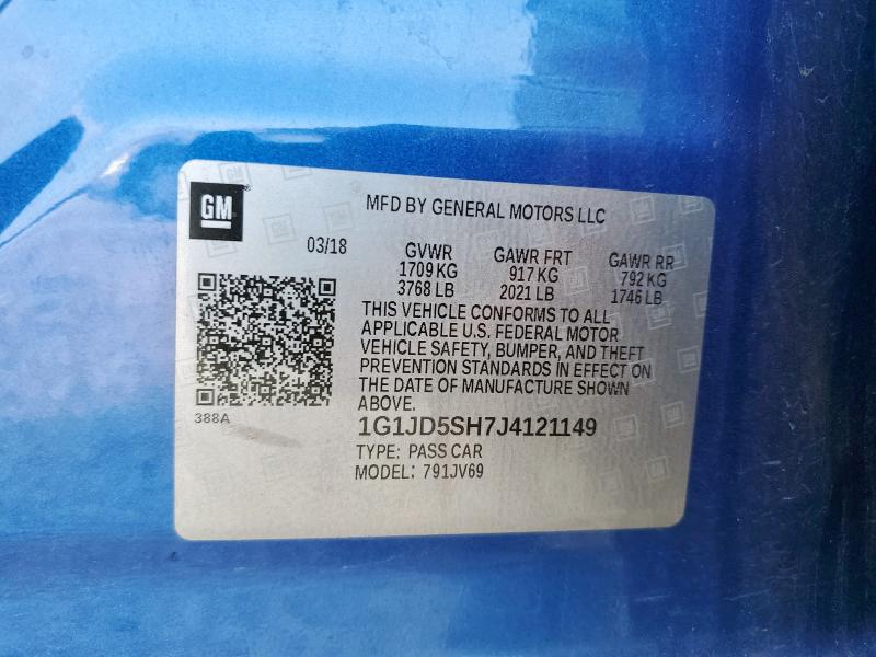 2018 CHEVROLET SONIC LT 1G1JD5SH7J4121149